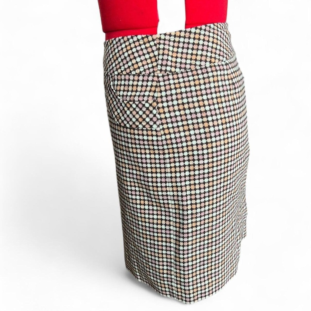Loft Wool Blend 70s Inspired Geometric Pink & Brown Mini Skirt Pockets Zip - Picture 5 of 8